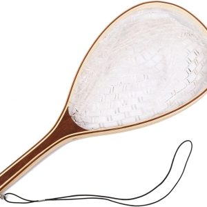 Fly Fishing Landing Net Trout Fishing Net, Soft Rubber Catch and Release Fish Net with Wooden Handle Frame, Gifts for Him