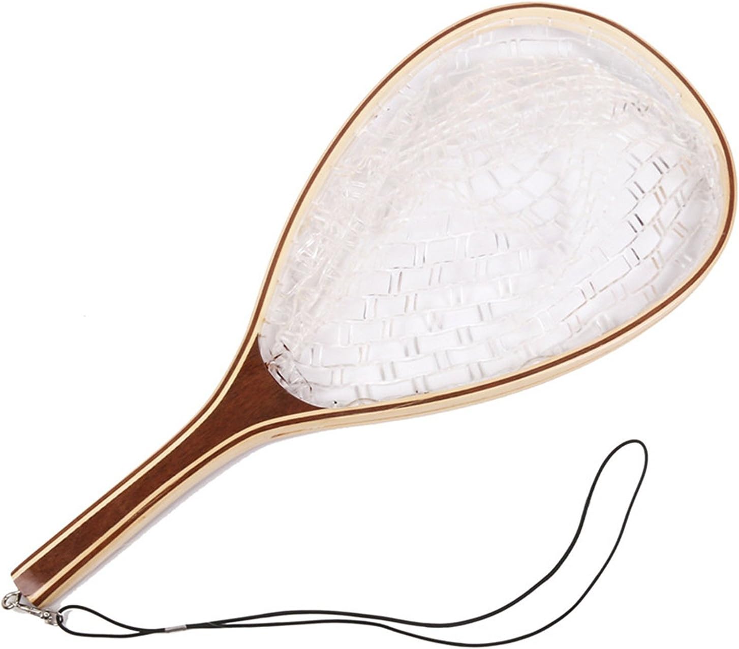 Fly Fishing Landing Net Trout Fishing Net, Soft Rubber Catch and Release Fish Net with Wooden Handle Frame, Gifts for Him