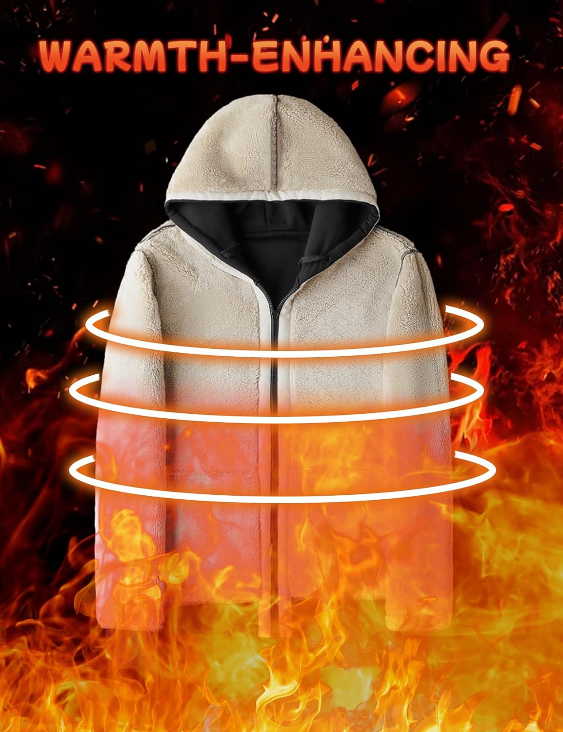 Men's Sherpa Hoodie Jacket Fleece Lined Zip Up Warm Hoodies Sweatshirt Winter Zipper Sweater Hooded Coat - Image 5