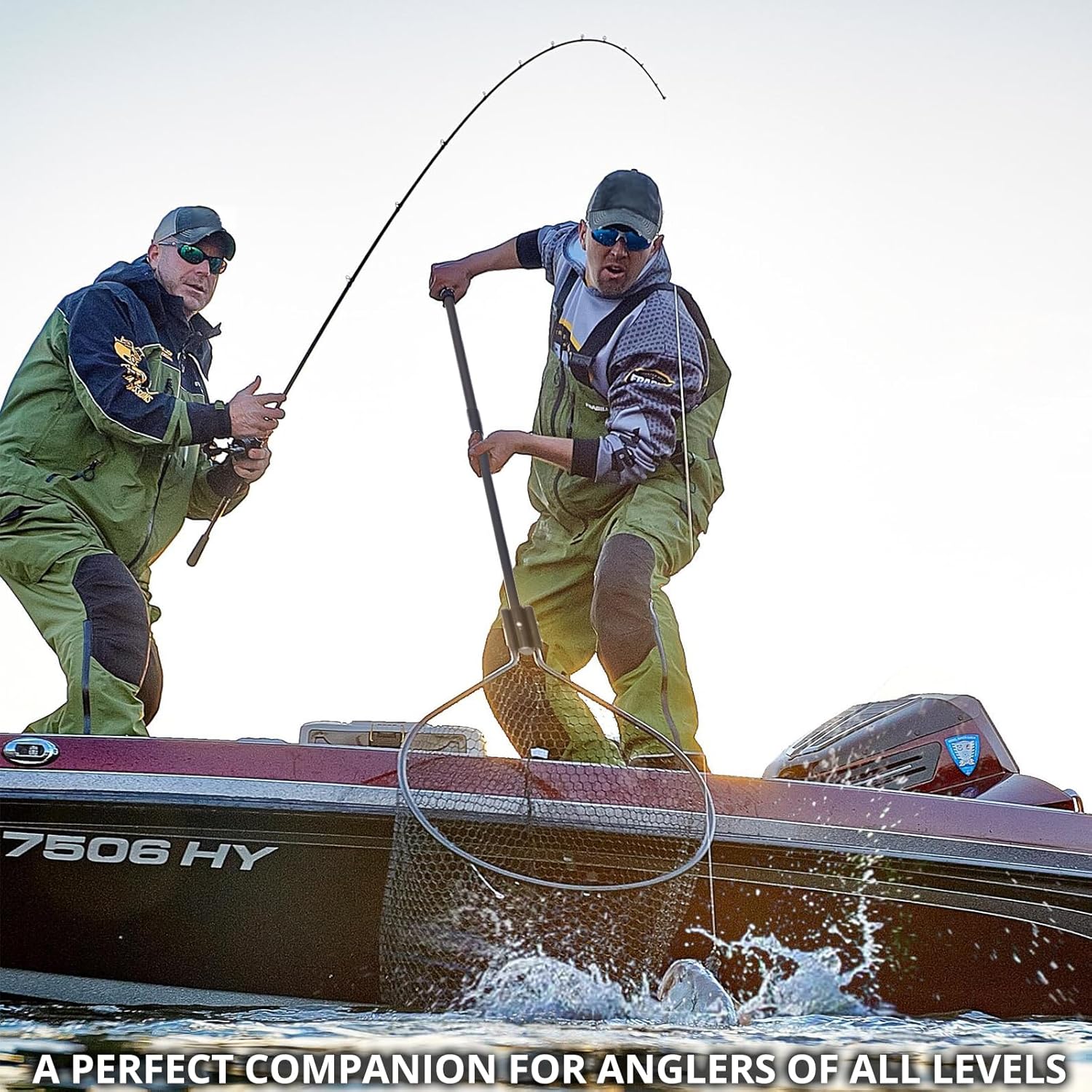 High Strength Large Landing Net - Fishing Net with Telescoping Handle and Soft Rubber Netting, Kayak/Fly Fishing Net - Length: 60″, Depth: 19.5″, Hoop: 23″ x 18″, Suitable for 1 & 2 Handed Use - Image 6