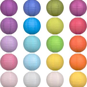 LIHAO 20PCS Decorative Paper Lanterns, 8" Chinese Hanging Paper Lanterns Ball Lanterns Lamps for Home Decor, Parties and Weddings