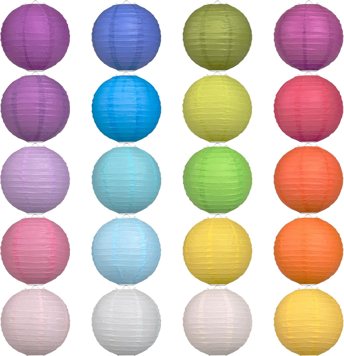 LIHAO 20PCS Decorative Paper Lanterns, 8" Chinese Hanging Paper Lanterns Ball Lanterns Lamps for Home Decor, Parties and Weddings
