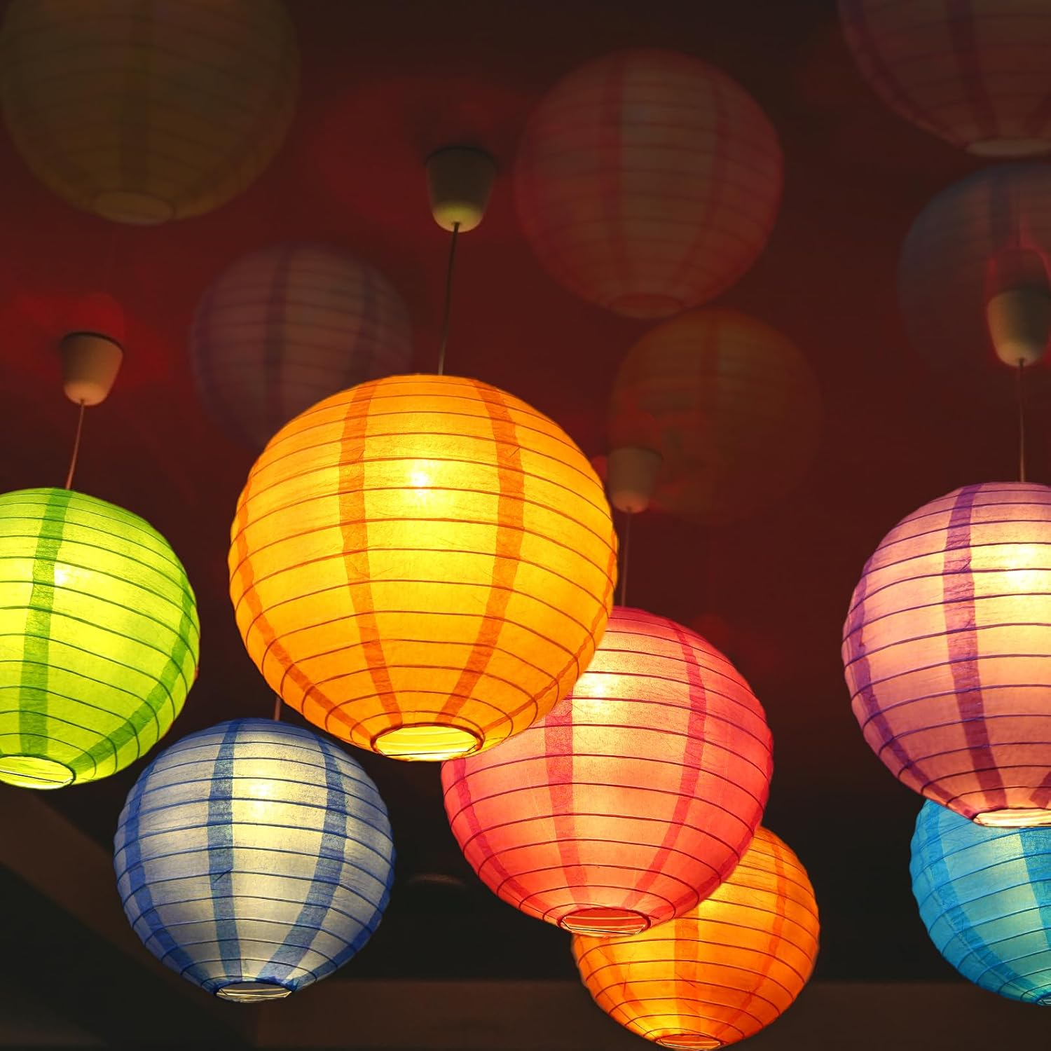 LIHAO 20PCS Decorative Paper Lanterns, 8" Chinese Hanging Paper Lanterns Ball Lanterns Lamps for Home Decor, Parties and Weddings - Image 3