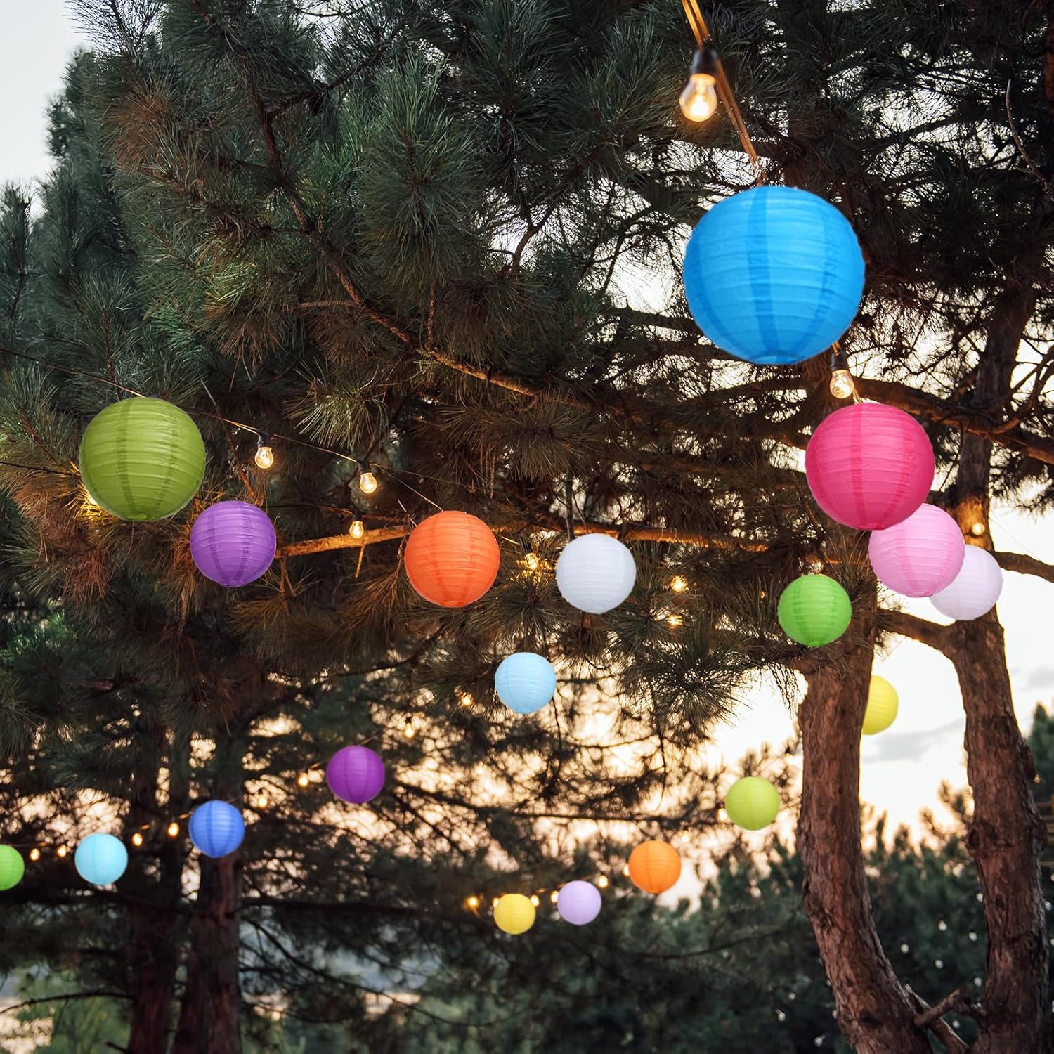 LIHAO 20PCS Decorative Paper Lanterns, 8" Chinese Hanging Paper Lanterns Ball Lanterns Lamps for Home Decor, Parties and Weddings - Image 5